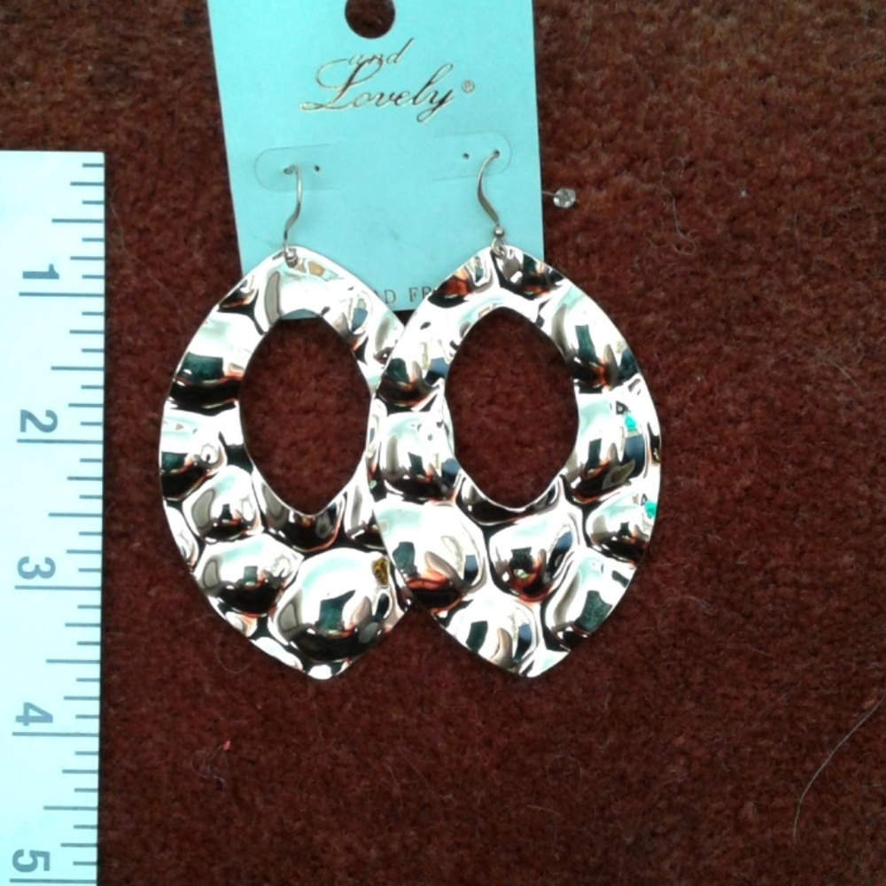 NWT.  Gold large hoop hook earrings